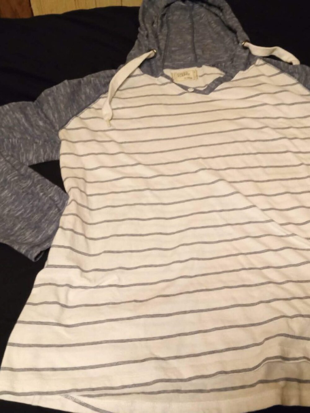 Free Planet Hoodie Men XL blue Cotton Blend Sweatshirt Pullover Henley
